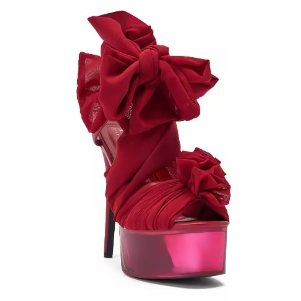 RED PLATFORM TIE SANDAL