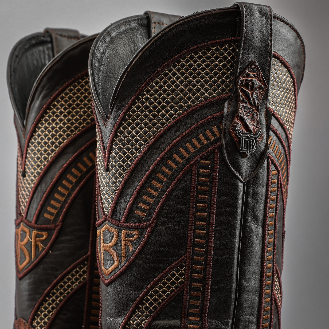 Cognac Caiman Belly Leather Boots - Square Toe