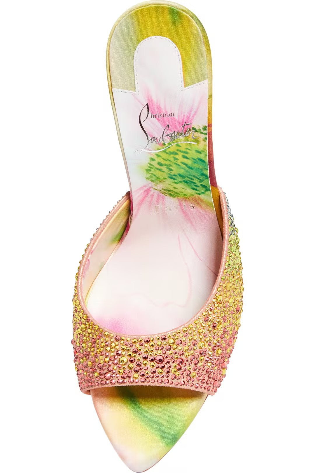 Crystal-Embellished Floral Mule Sandals