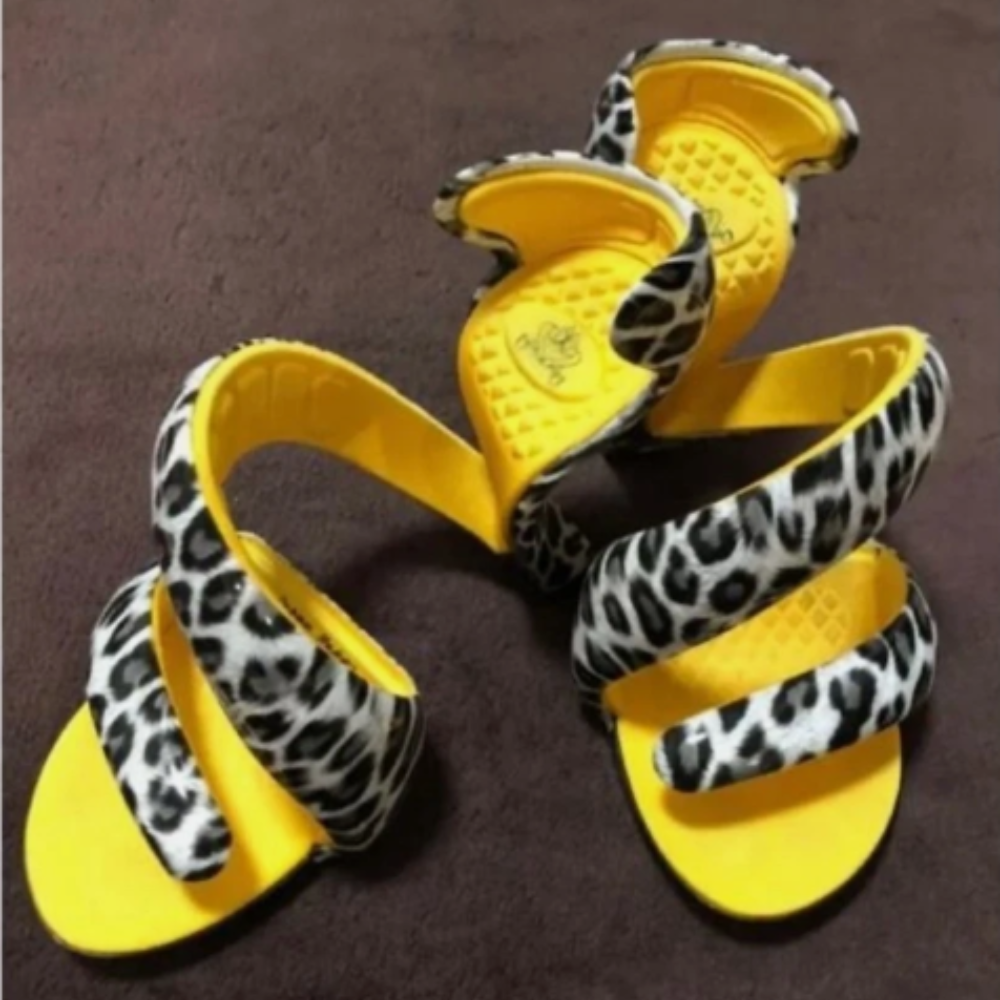 Leopard-Print Wrap-Around Platform High Heels