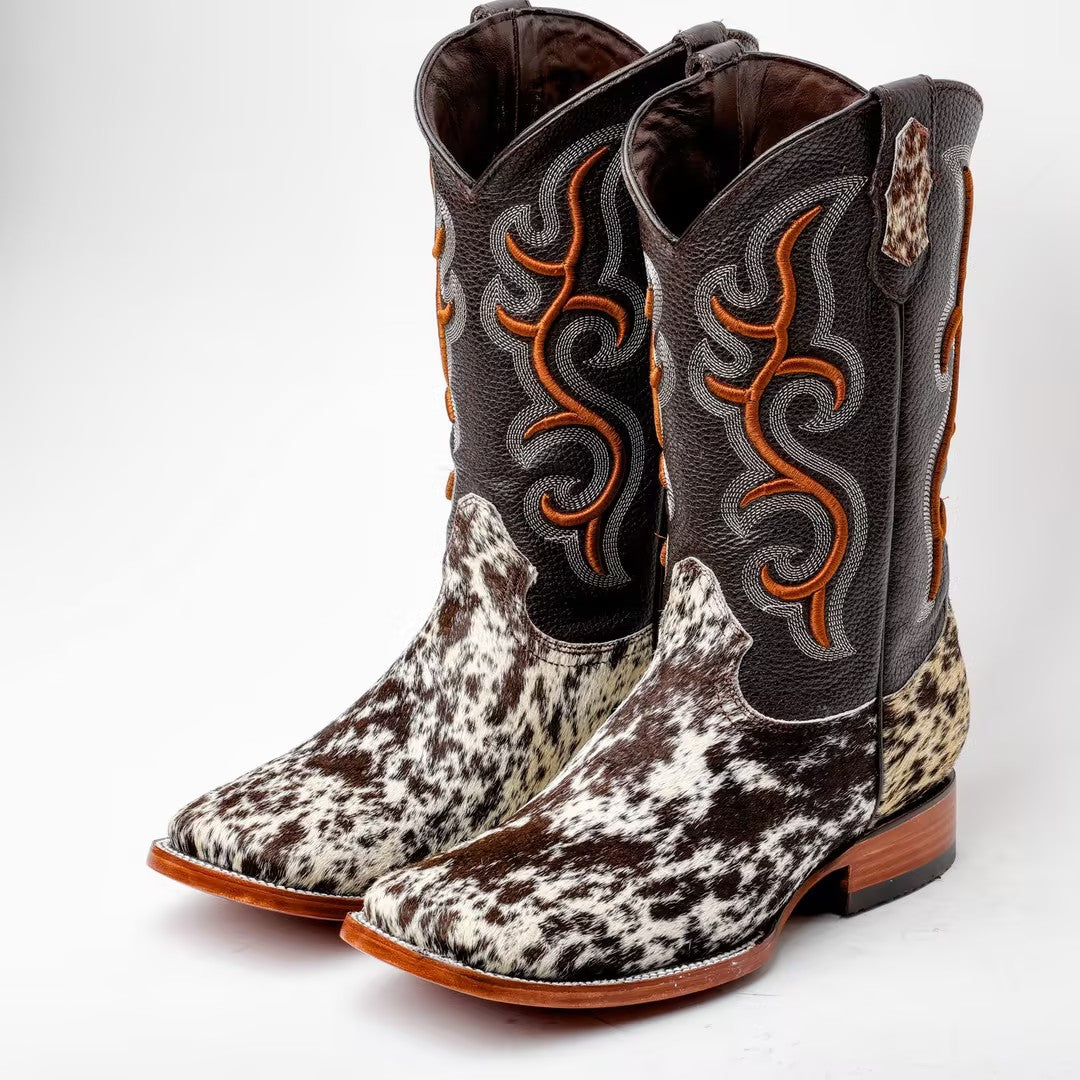 Genuine Cowhide Boots - Square Toe