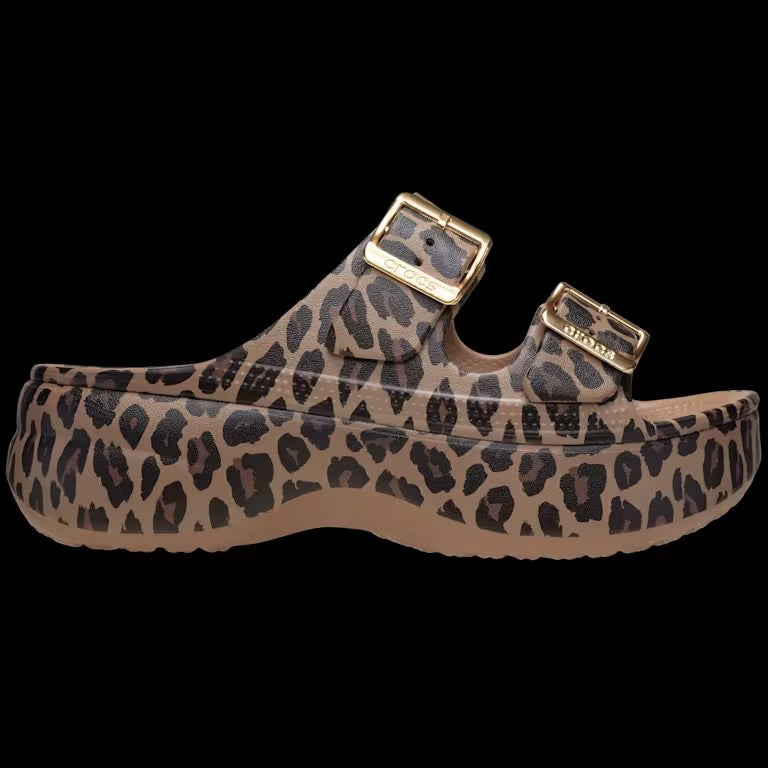 Leopard-Print Sandals with Gold Buckles