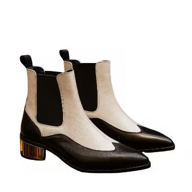 Luxury Alligator-Skin Chelsea Boots with Gold-Tone Metal Heels