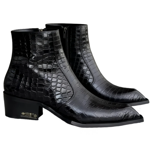 Alligator Leather Square-Toe Chelsea Boots