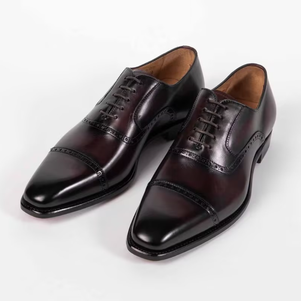 Burgundy Carved Oxford Shoes