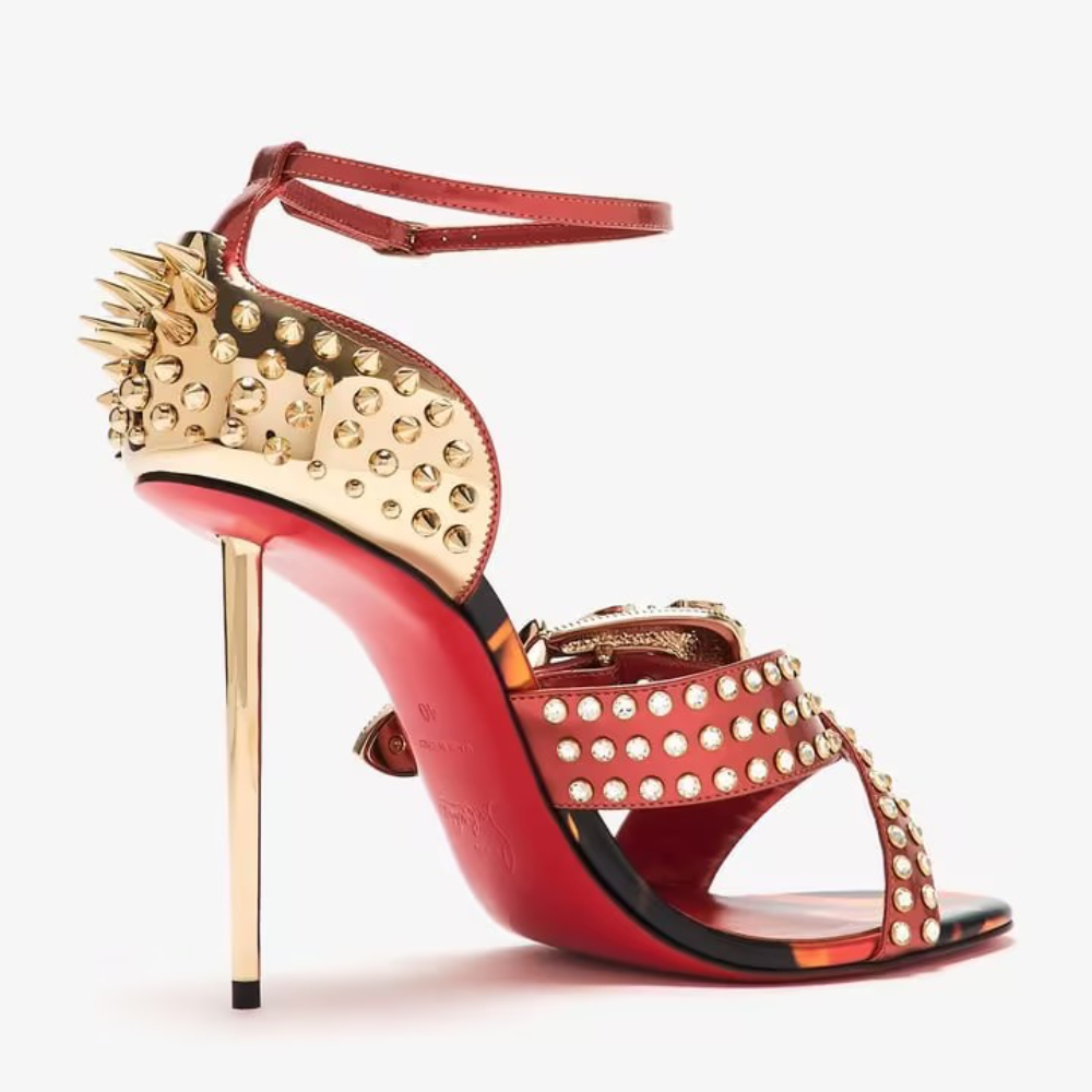 Red Rhinestone Studded High Heels