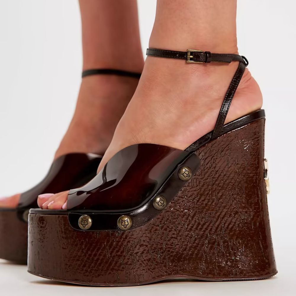 PVC Stitched High-Heeled Sandals
