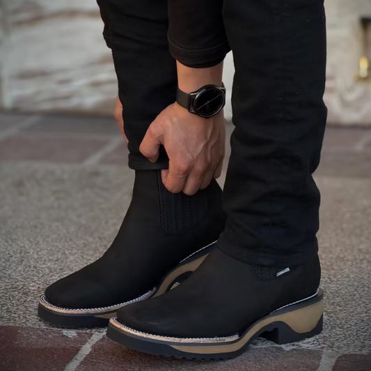 Men's Black Stretch Boots