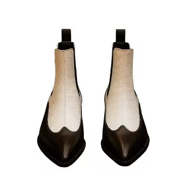 Luxury Alligator-Skin Chelsea Boots with Gold-Tone Metal Heels