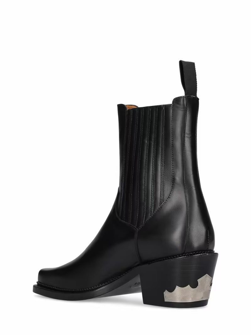 Men's Square-Toe Silver-Heeled Chelsea Boots