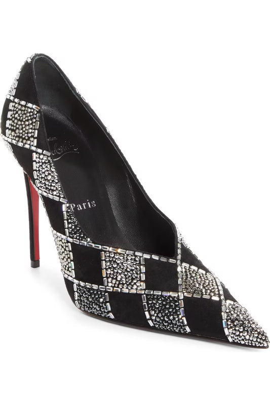 Diamond-embellished Pointed-Toe High Heels