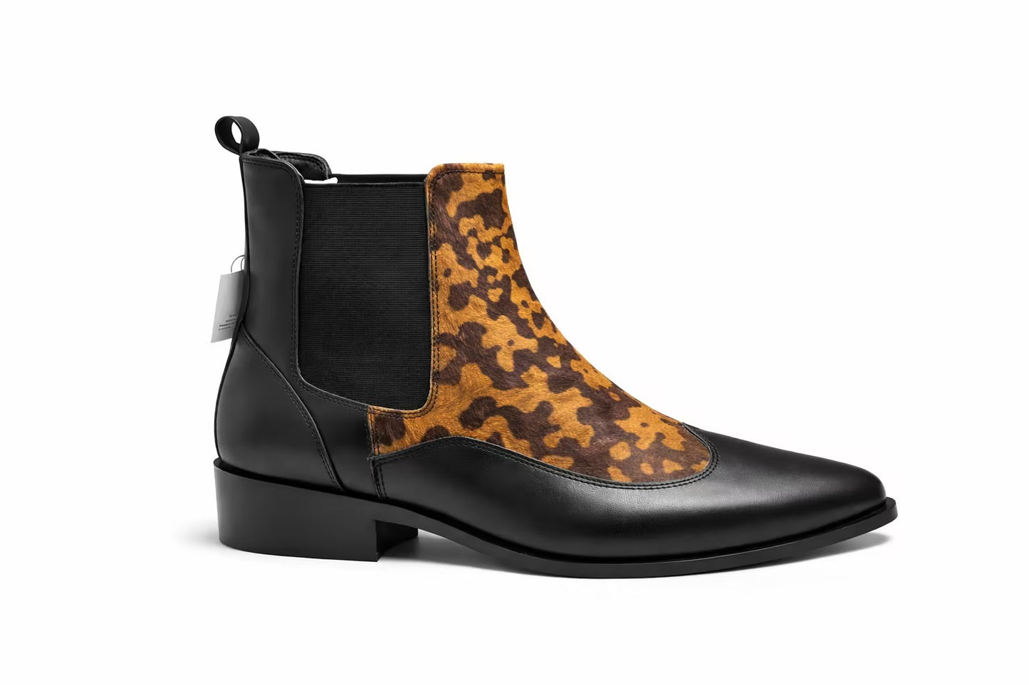 Leopard Print Patchwork Chelsea Boots