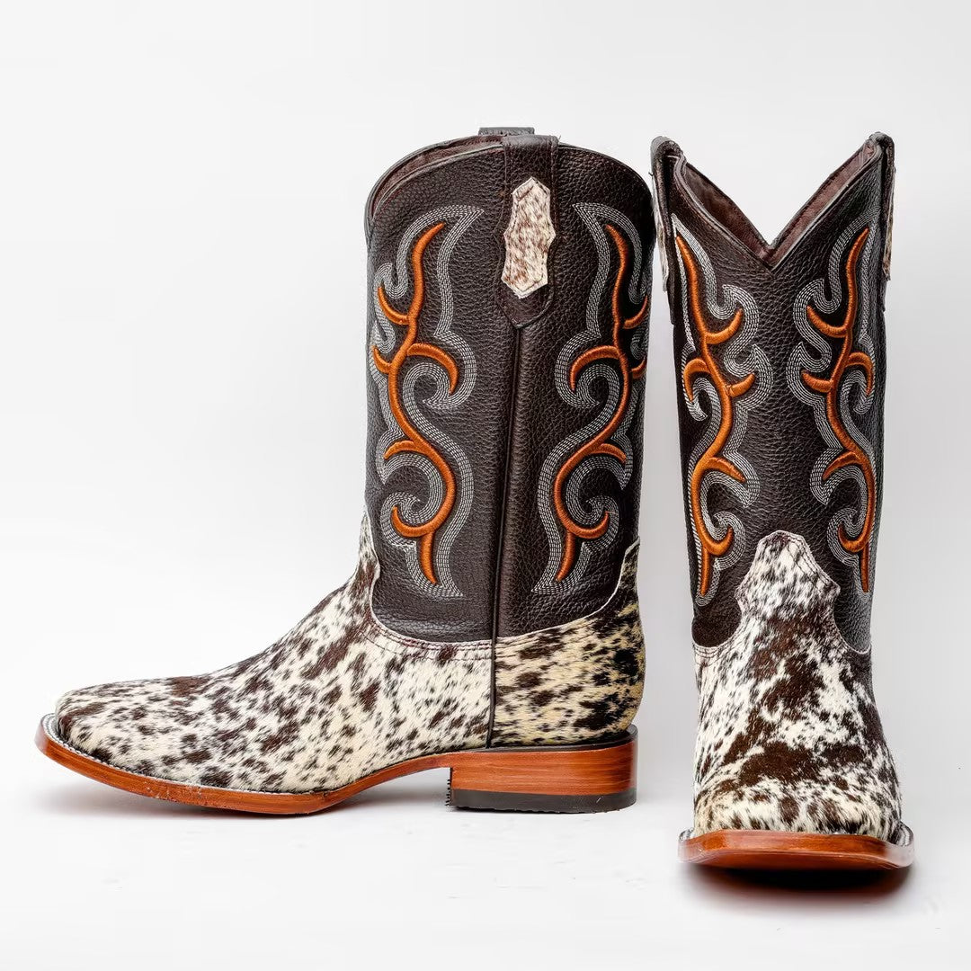 Genuine Cowhide Boots - Square Toe