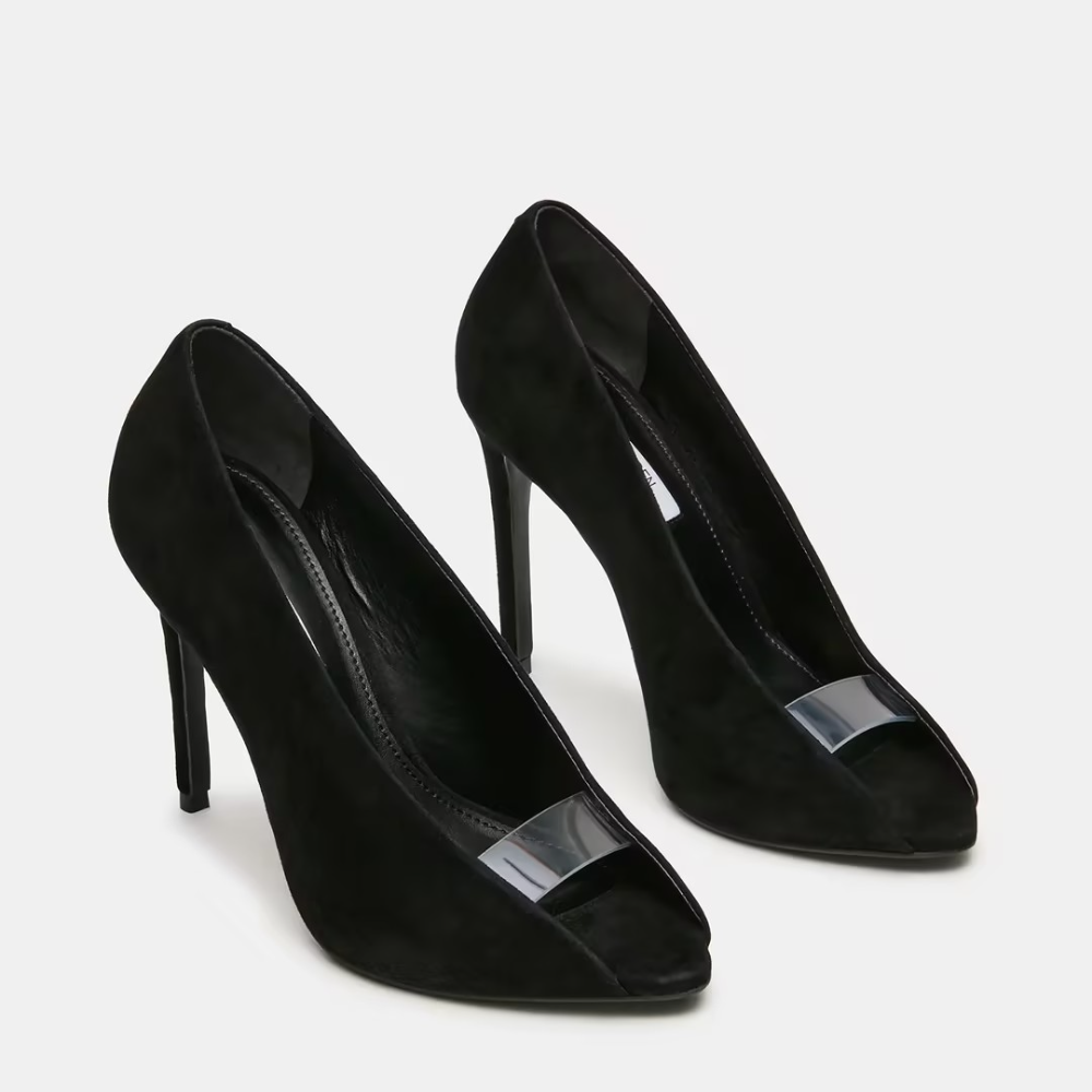 Suede Open-Toe Stilettos