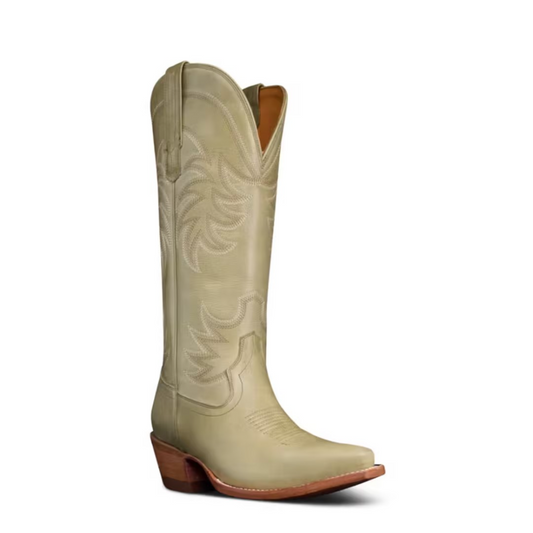 Women's Green Patterned Pointed-Toe Cowboy Boots