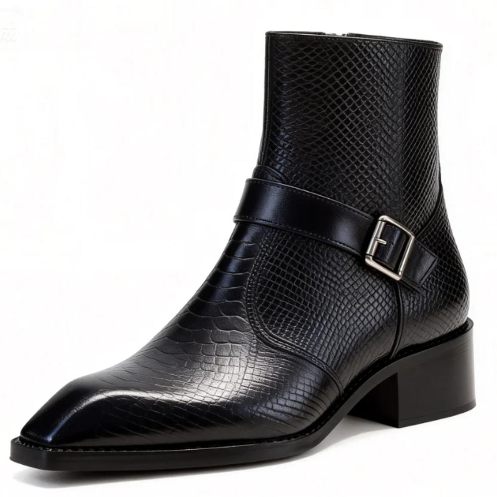 Crocodile-skin Chelsea Boot with Silver Buckle