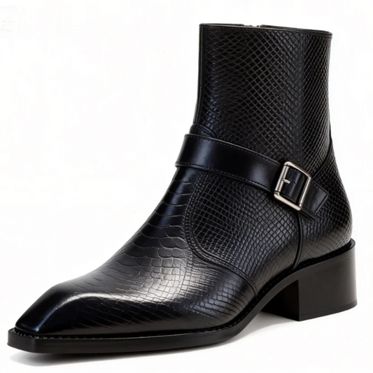 Crocodile-skin Chelsea Boot with Silver Buckle