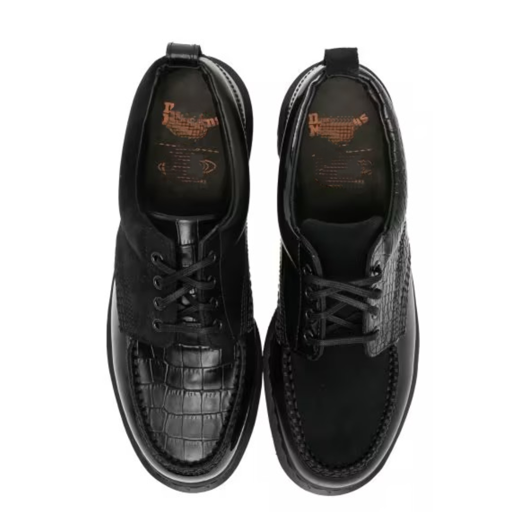 Black Patchwork Martens Boots
