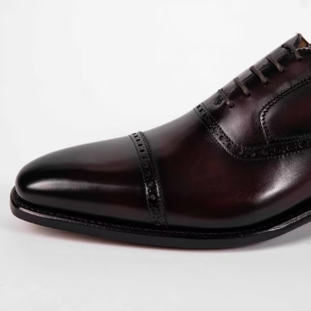 Burgundy Carved Oxford Shoes