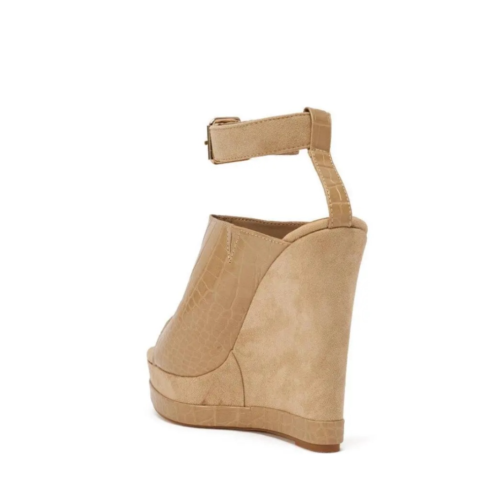 Khaki Open-Toe Heeled Sandals