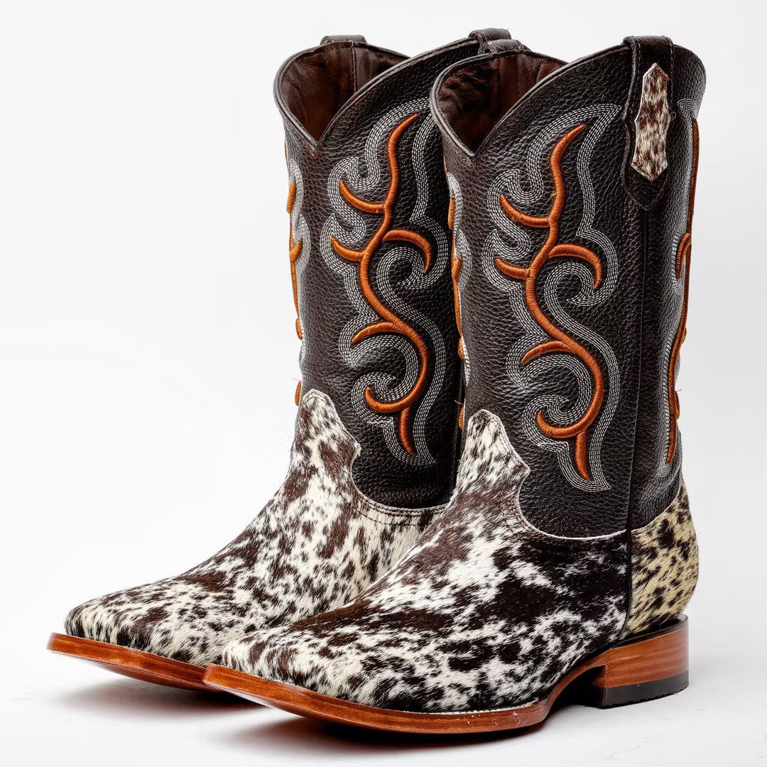 Genuine Cowhide Boots - Square Toe