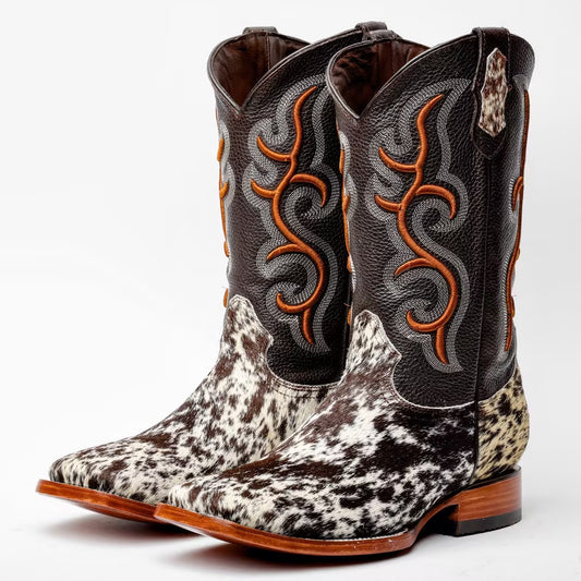 Genuine Cowhide Boots - Square Toe