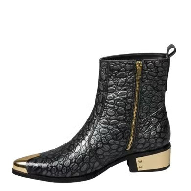 Gold-Tipped Alligator Leather Chelsea Boots