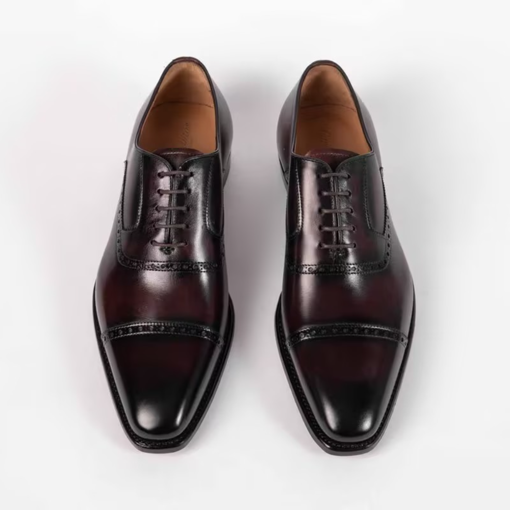Burgundy Carved Oxford Shoes