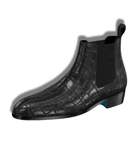 Crocodile-textured Chelsea boots