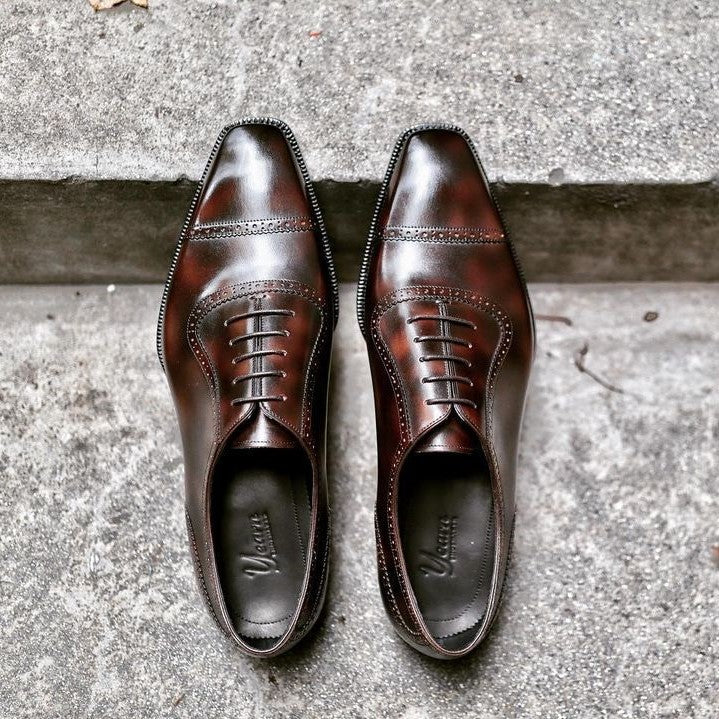 Brown Patina Captoe Oxfords