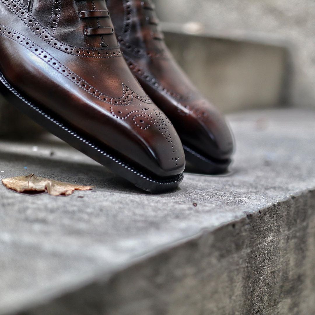 Brown Patina Captoe Oxfords