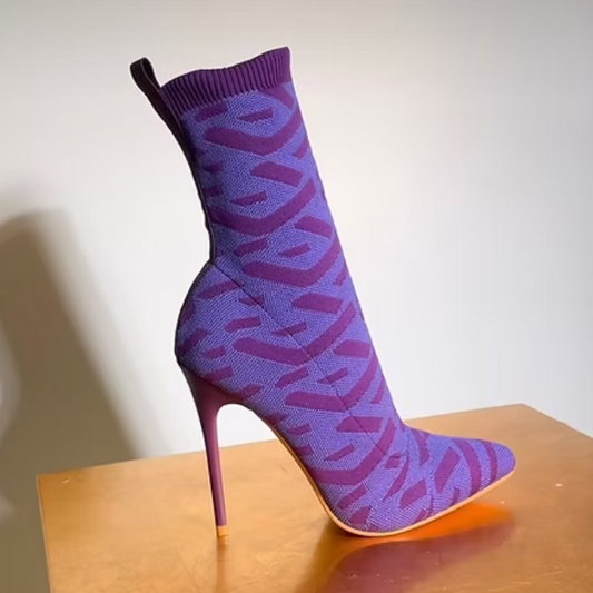 Stretch Knit High-Heel Boots