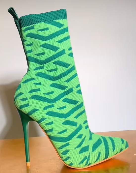 Stretch Knit High-Heel Boots