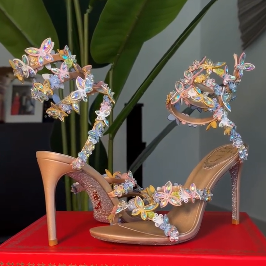 Butterfly Rhinestone High Heels