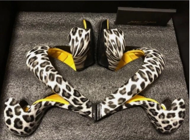 Leopard-Print Wrap-Around Platform High Heels