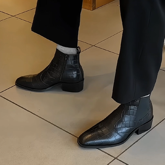 Crocodile-textured Chelsea boots