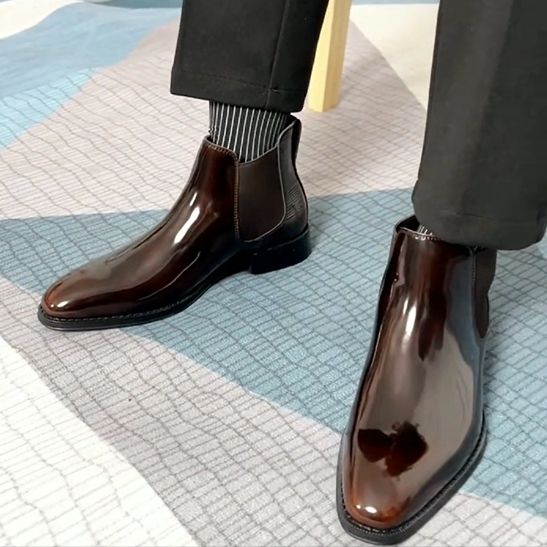 Burgundy Square-Toed Chelsea Boots
