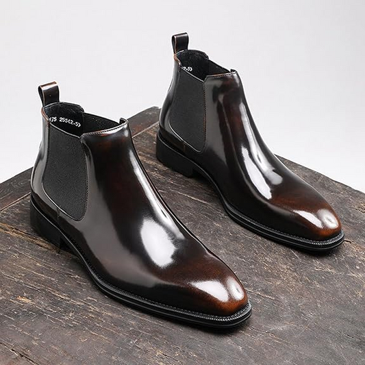 Burgundy Square-Toed Chelsea Boots