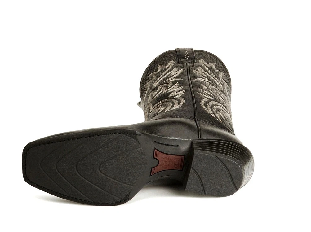 Men's Black Leather Embroidered Cowboy Boots