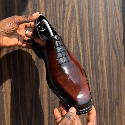 Burgundy leather Oxfords