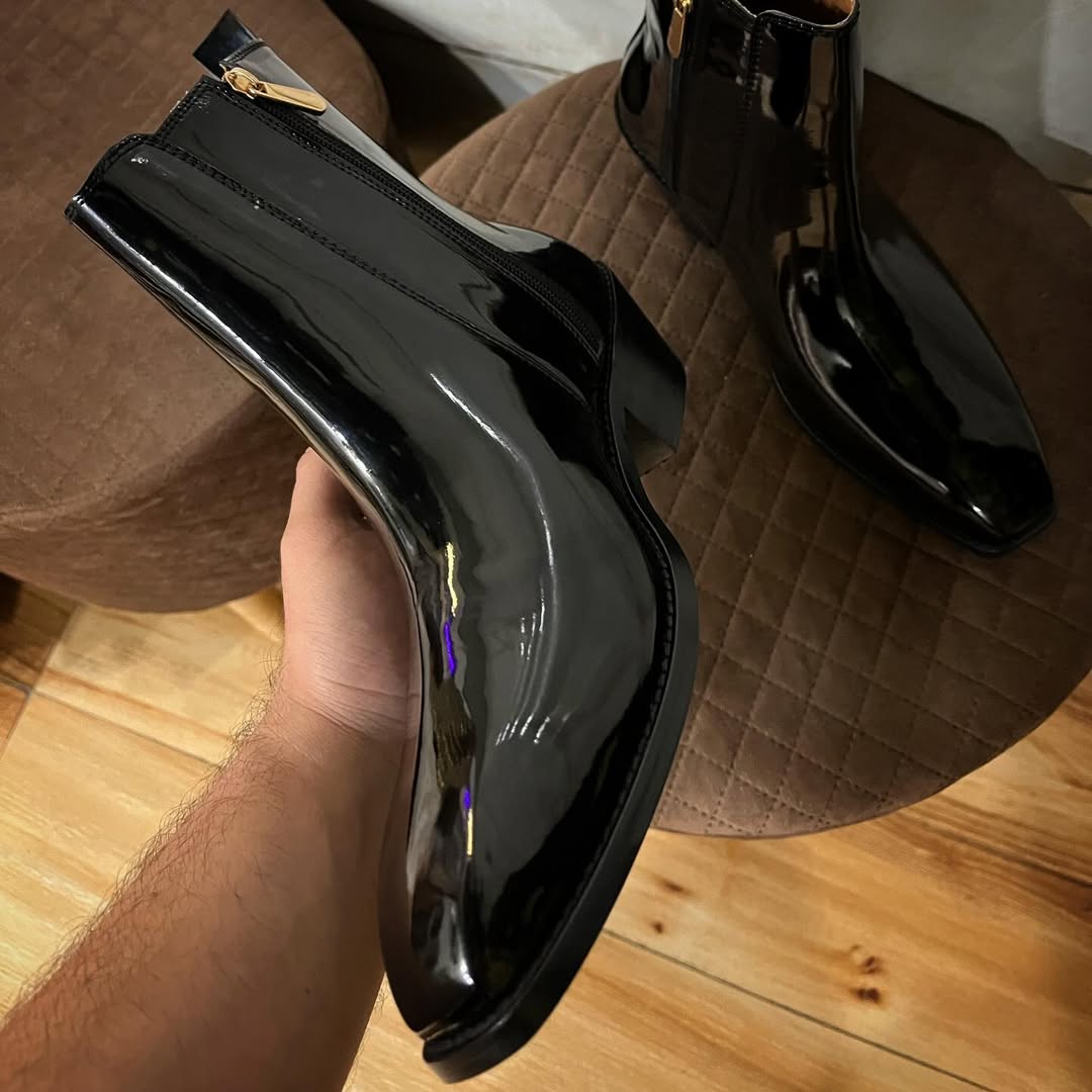 Black Square-Toed Chelsea Boots