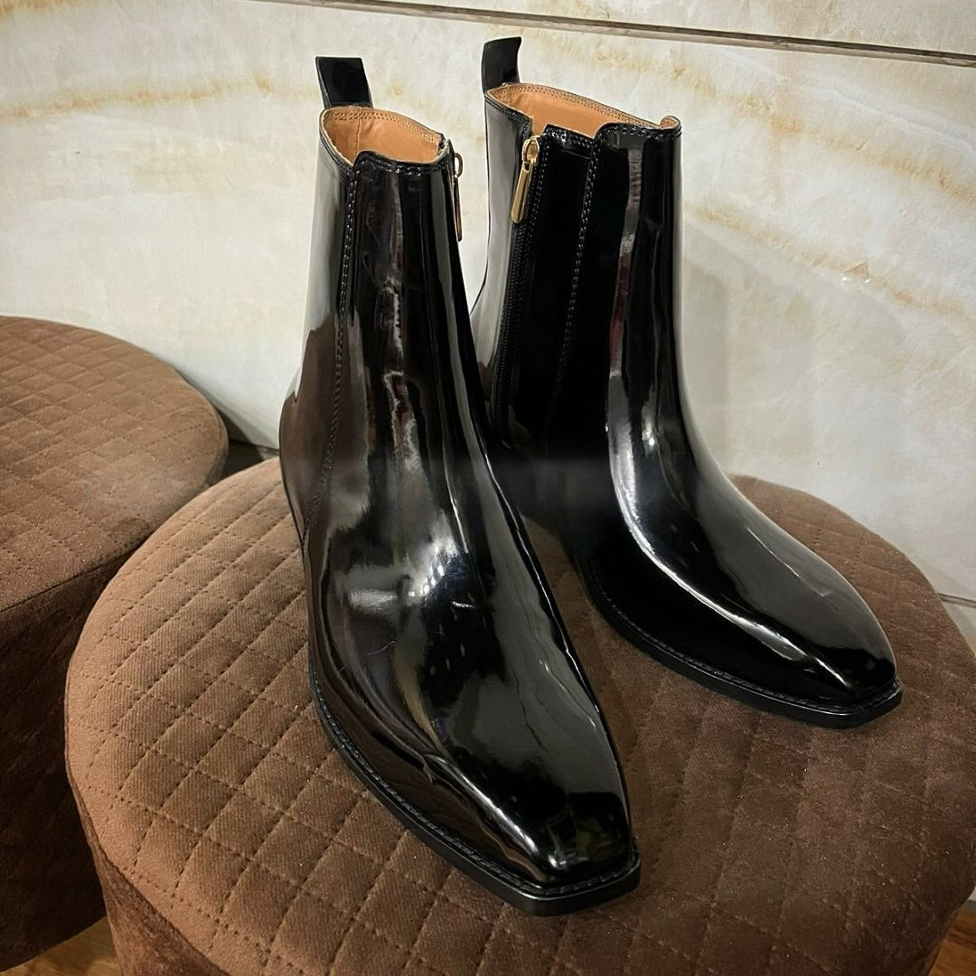 Black Square-Toed Chelsea Boots