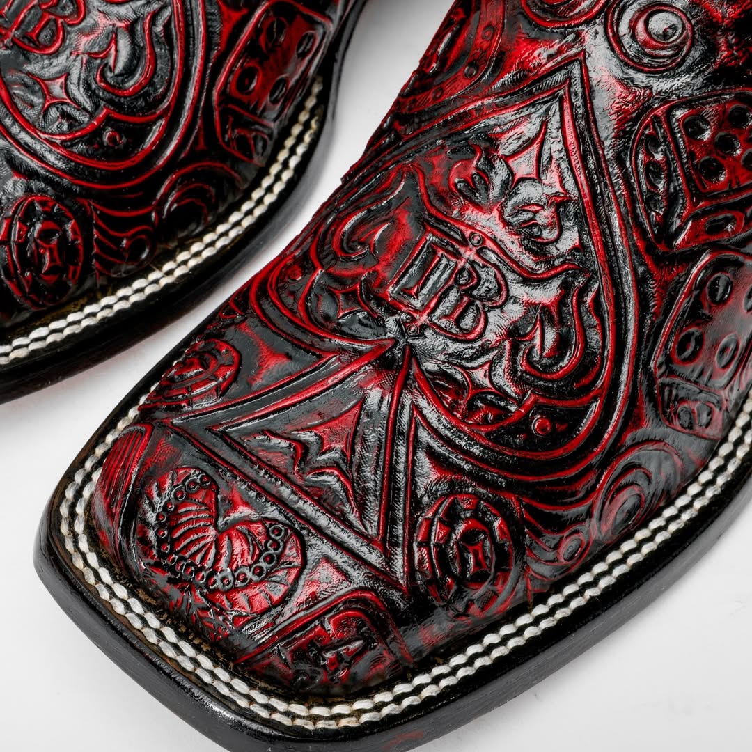 Ace Of Spades Red Wine Boots