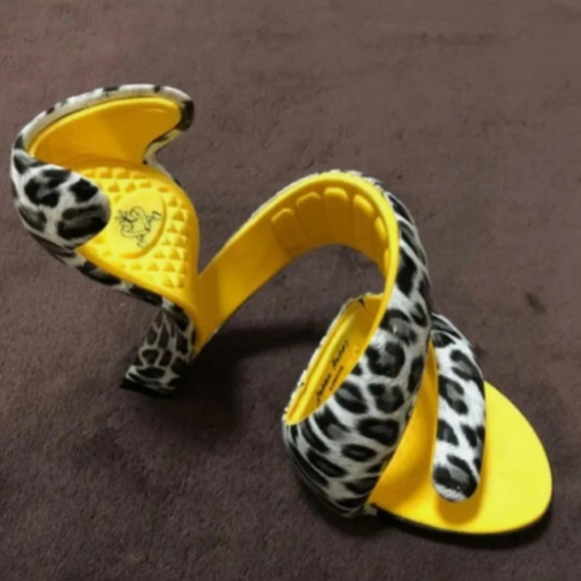 Leopard-Print Wrap-Around Platform High Heels