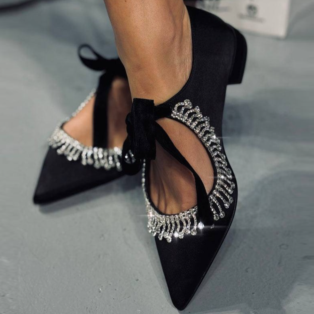 Rhinestone-studded Pointed Ballet Shoes