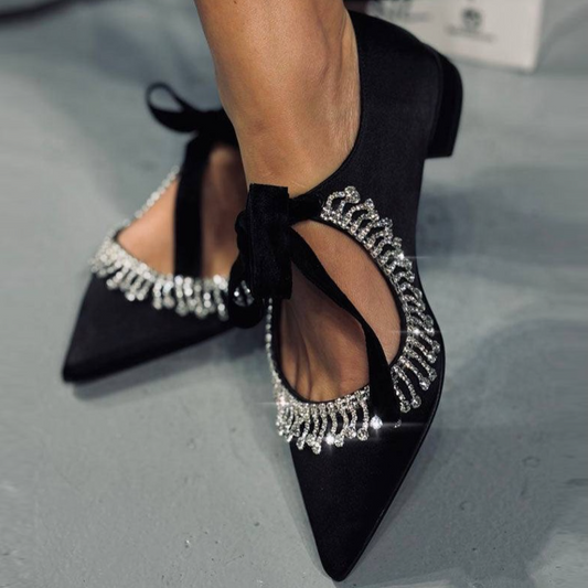 Rhinestone-studded Pointed Ballet Shoes