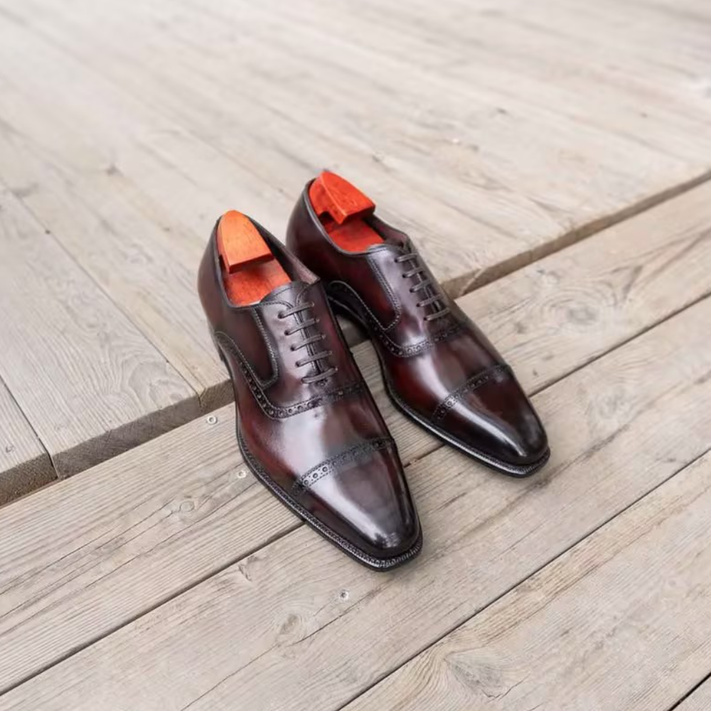 Burgundy Carved Oxford Shoes
