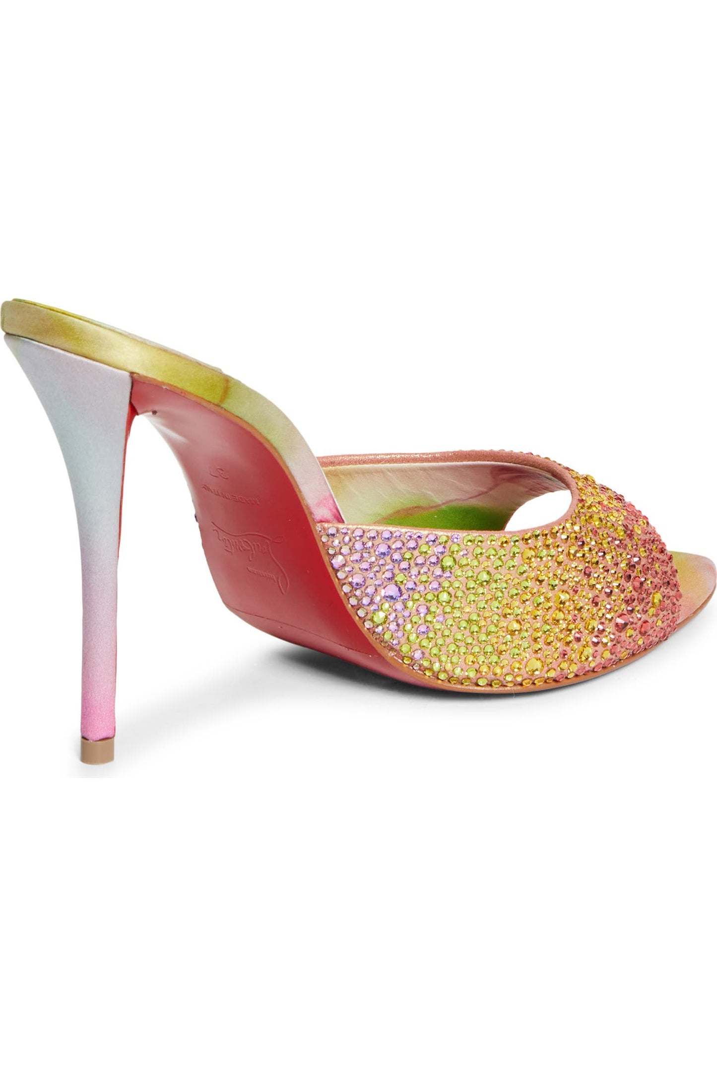 Crystal-Embellished Floral Mule Sandals