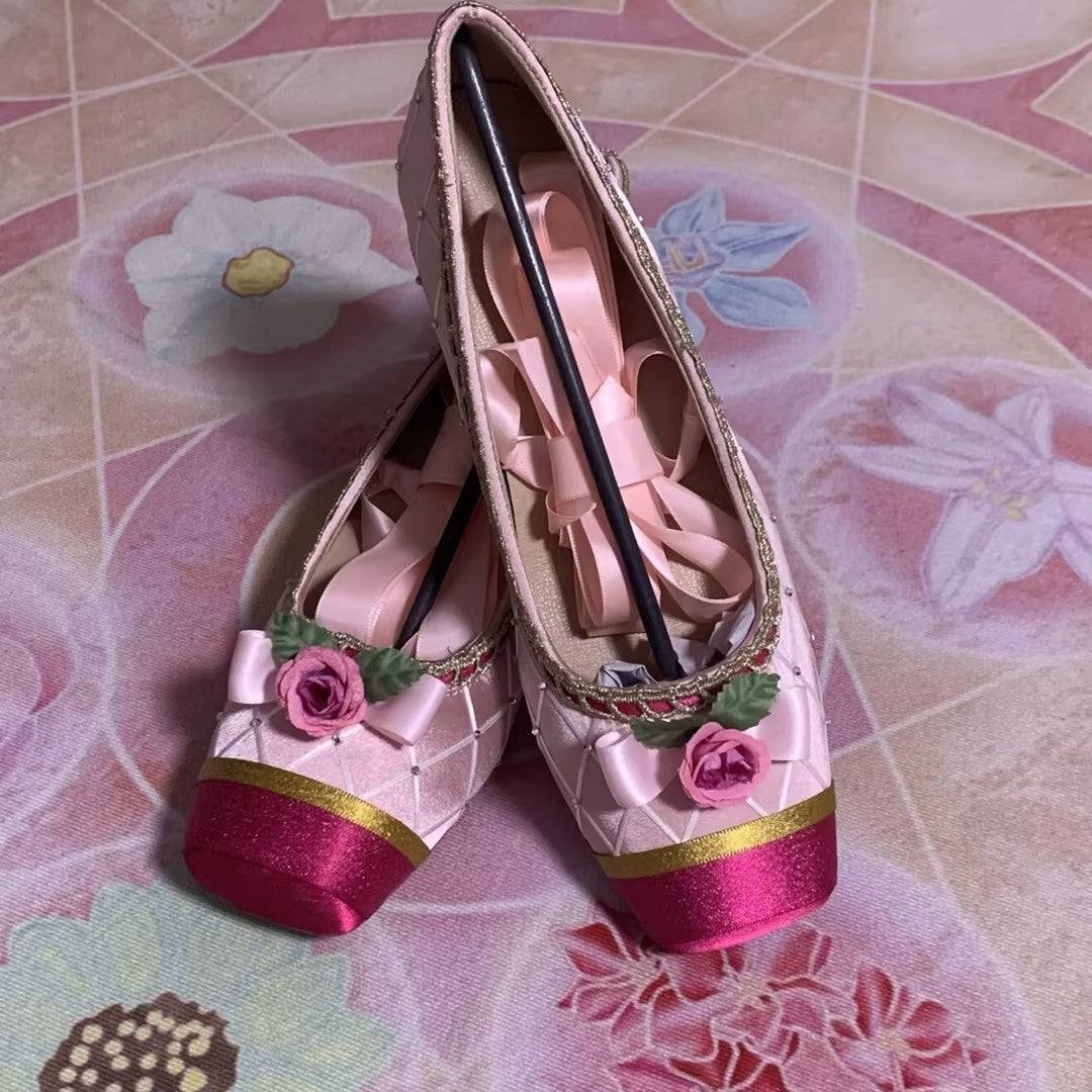 Floral Square-Toe Sheepskin Ballet Flats