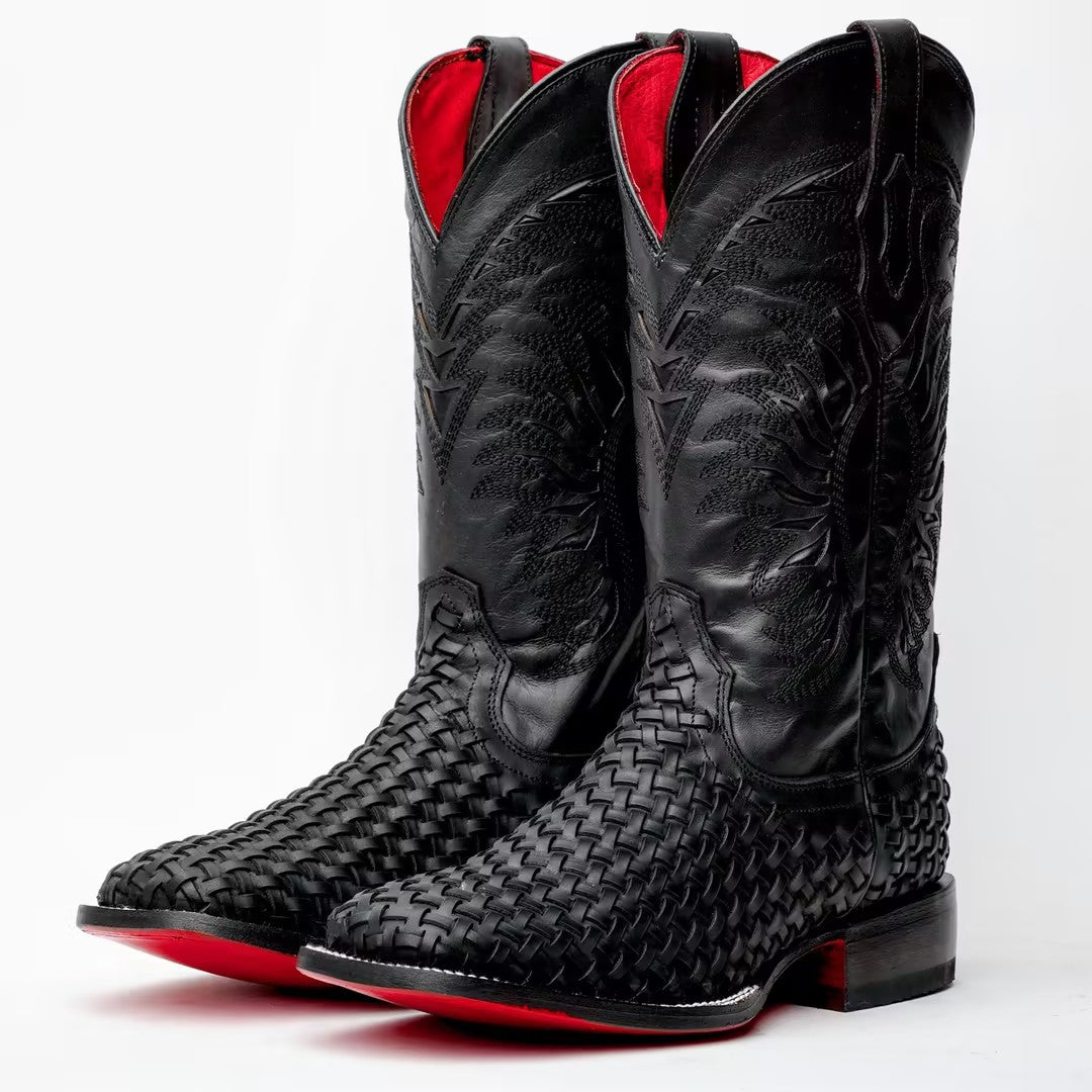 Black Woven Cowboy Boots